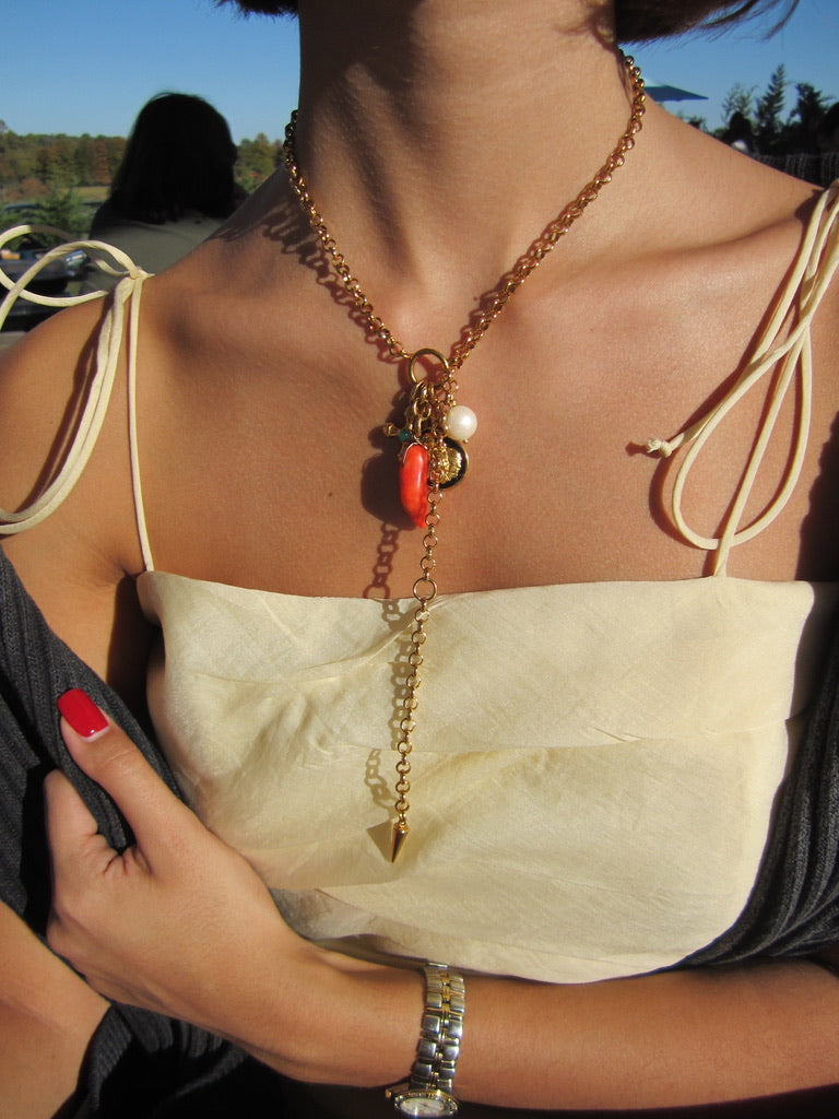 Red Coral Chain Necklace