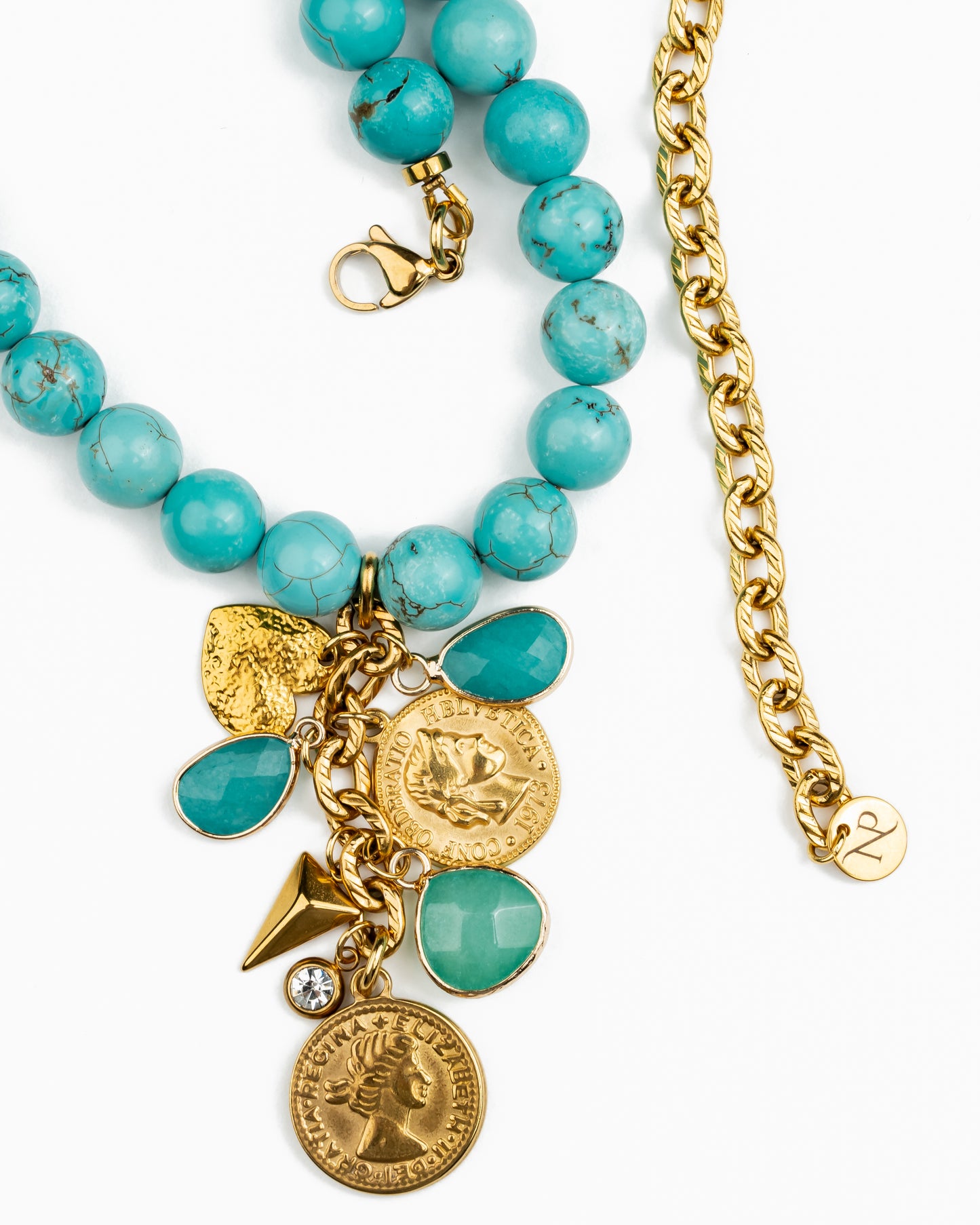 Multi Charm Turquoise Necklace