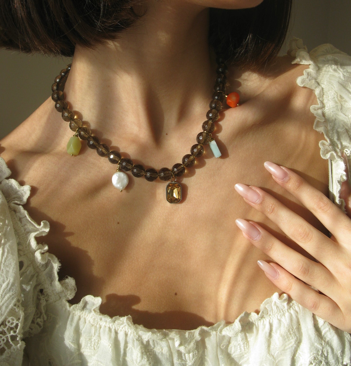 Faceted Smoky Quartz Necklace