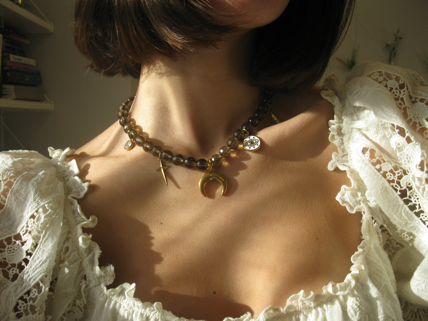 Faceted Smoky Quartz Talisman Necklace