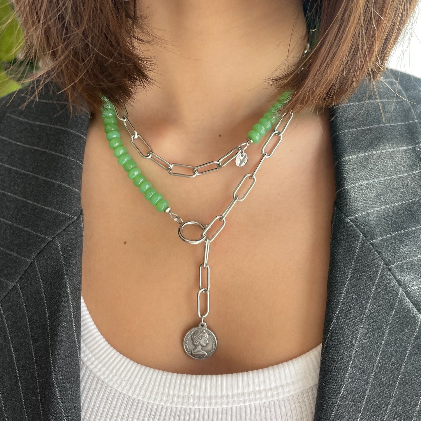 Paperclip Chain Lariat Necklace