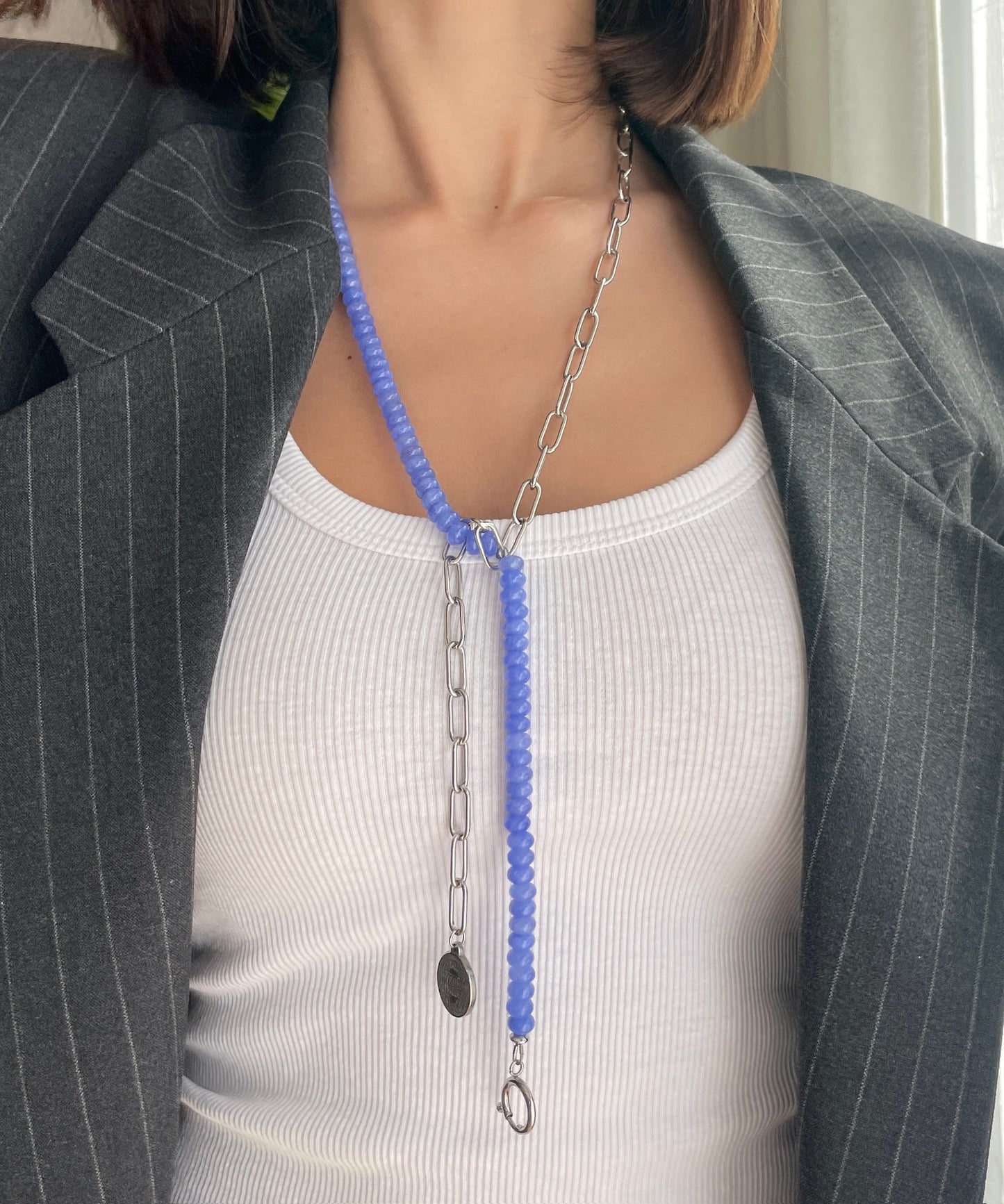 Paperclip Chain Lariat Necklace