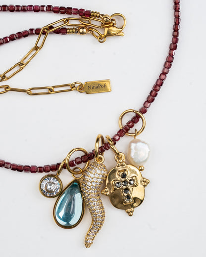 Garnet Mood Charm Necklace