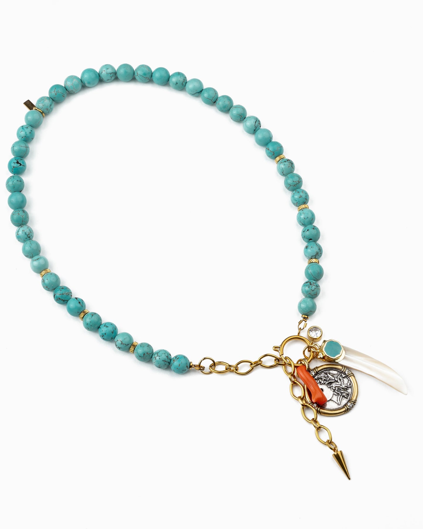 Turquoise Charm Necklace with Signature Pendant