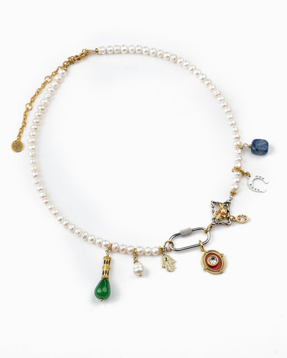 Pearl Phantom Multi Charm Necklace
