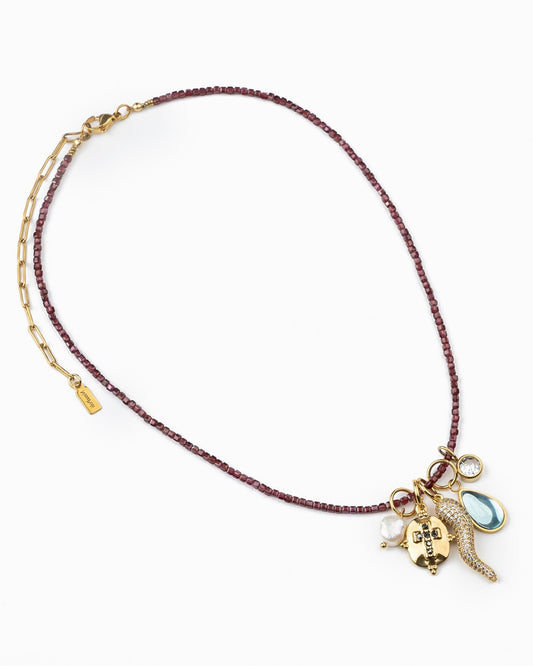 Garnet Mood Charm Necklace