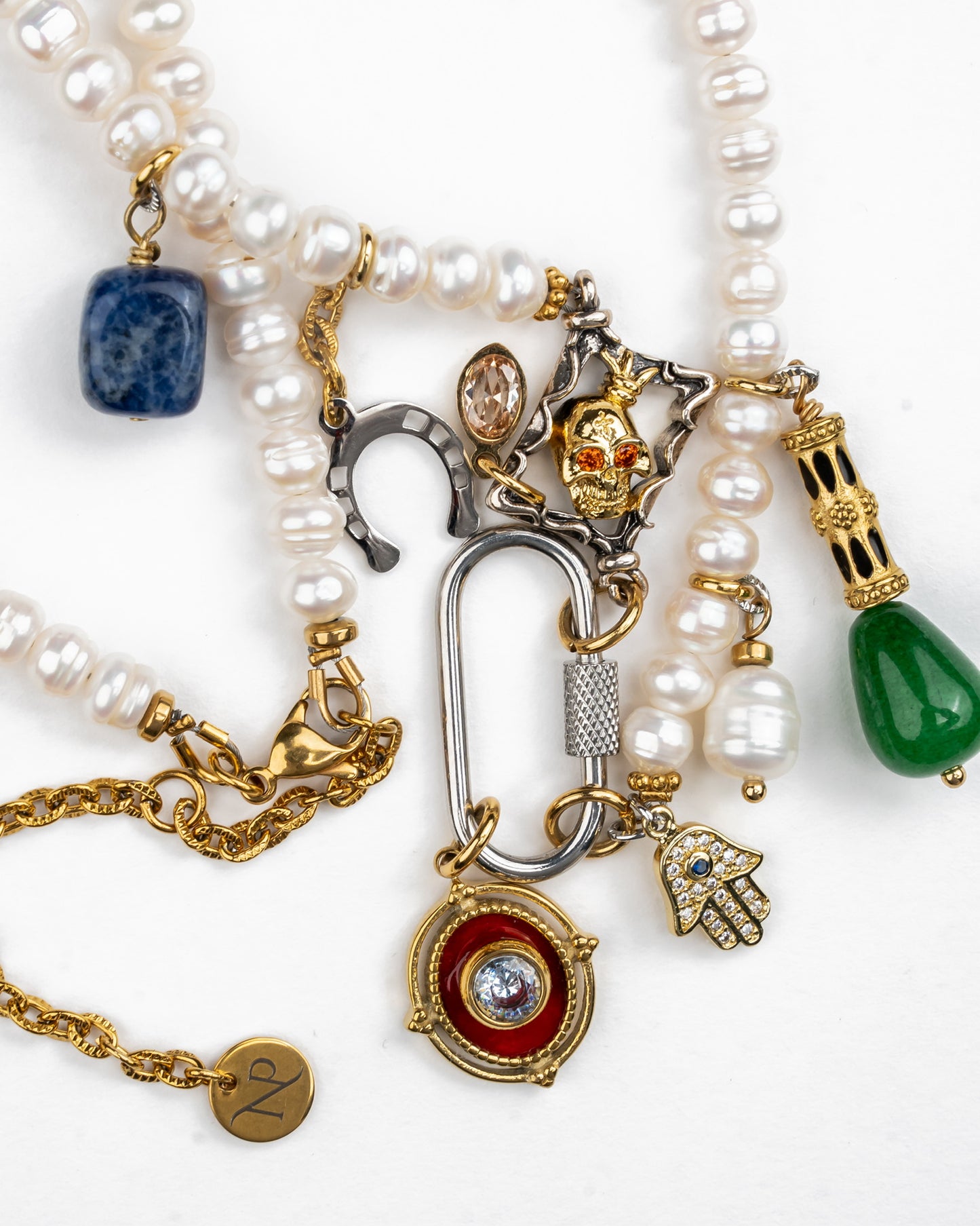 Pearl Phantom Multi Charm Necklace