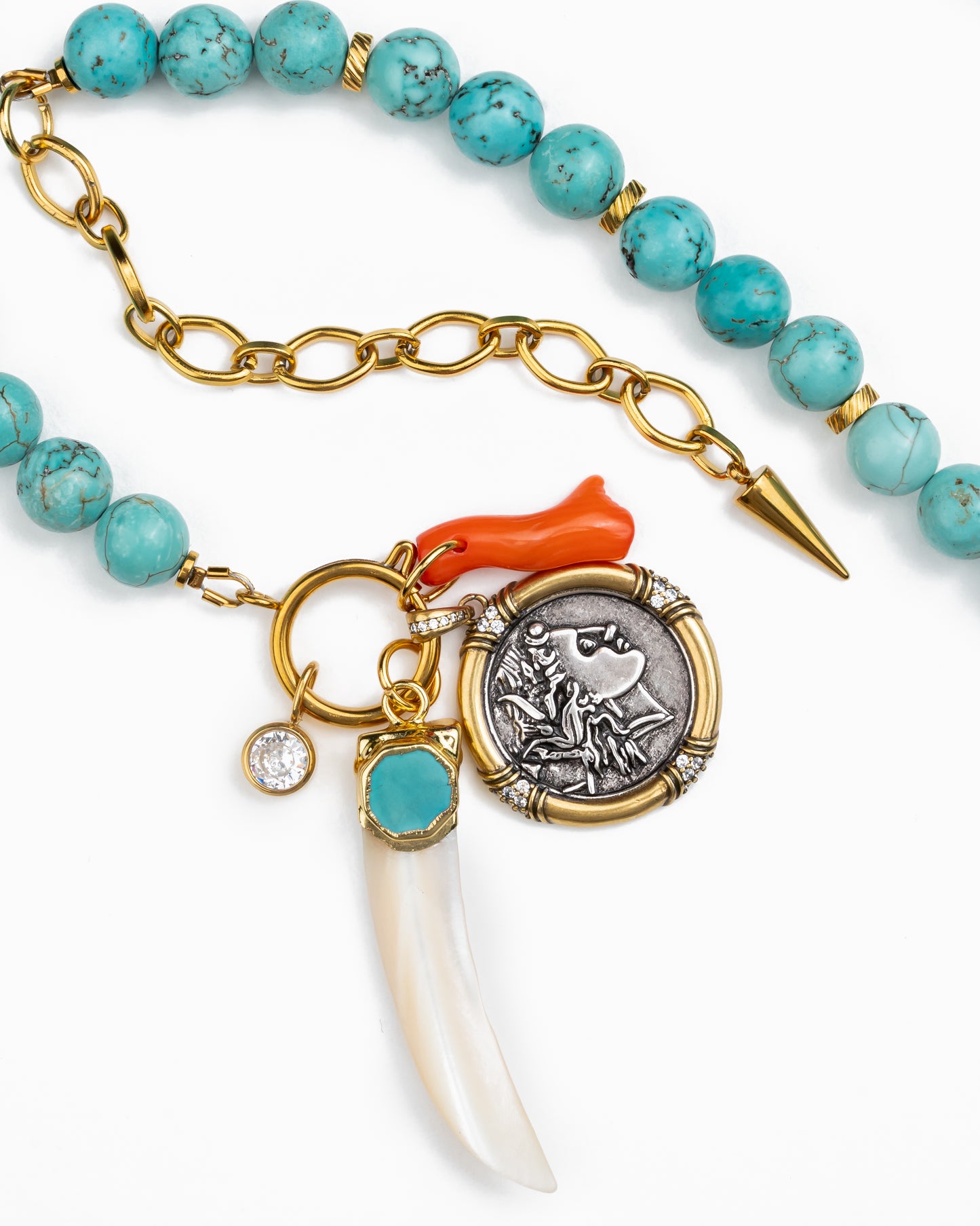 Turquoise Charm Necklace with Signature Pendant