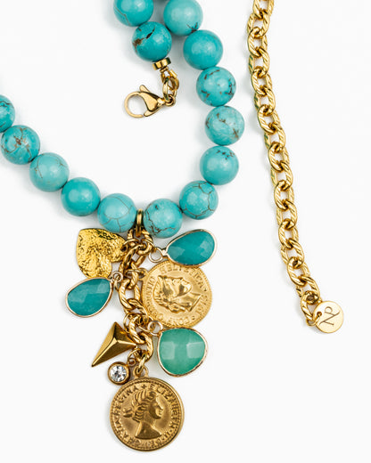 Multi Charm Turquoise Necklace