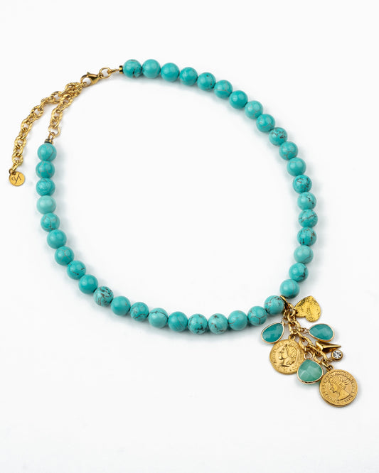 Multi Charm Turquoise Necklace