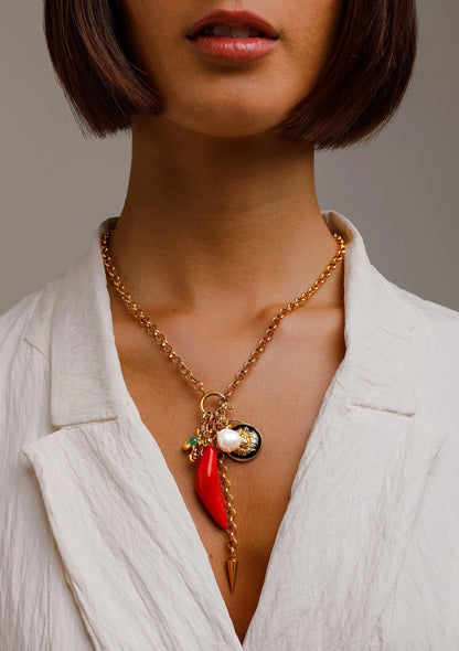 Red Coral Chain Necklace