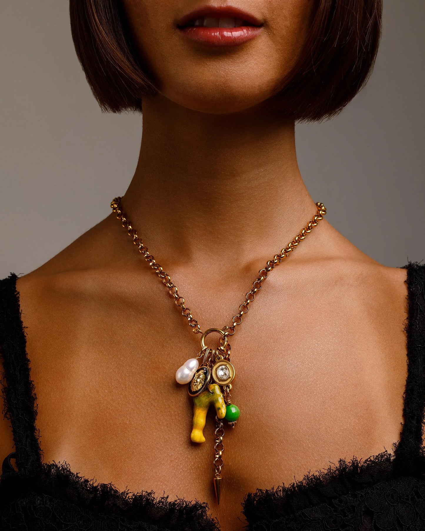 Green Coral Chain Necklace